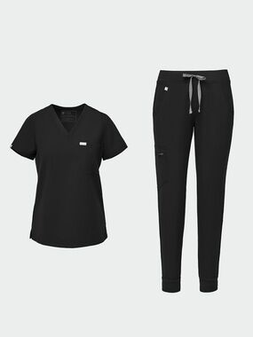 FIGS Large Black Scrub Set